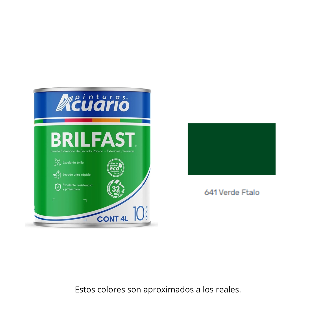 Esmalte de Secado Rápido Bril Fast Acuario 4 Lt - Brillante