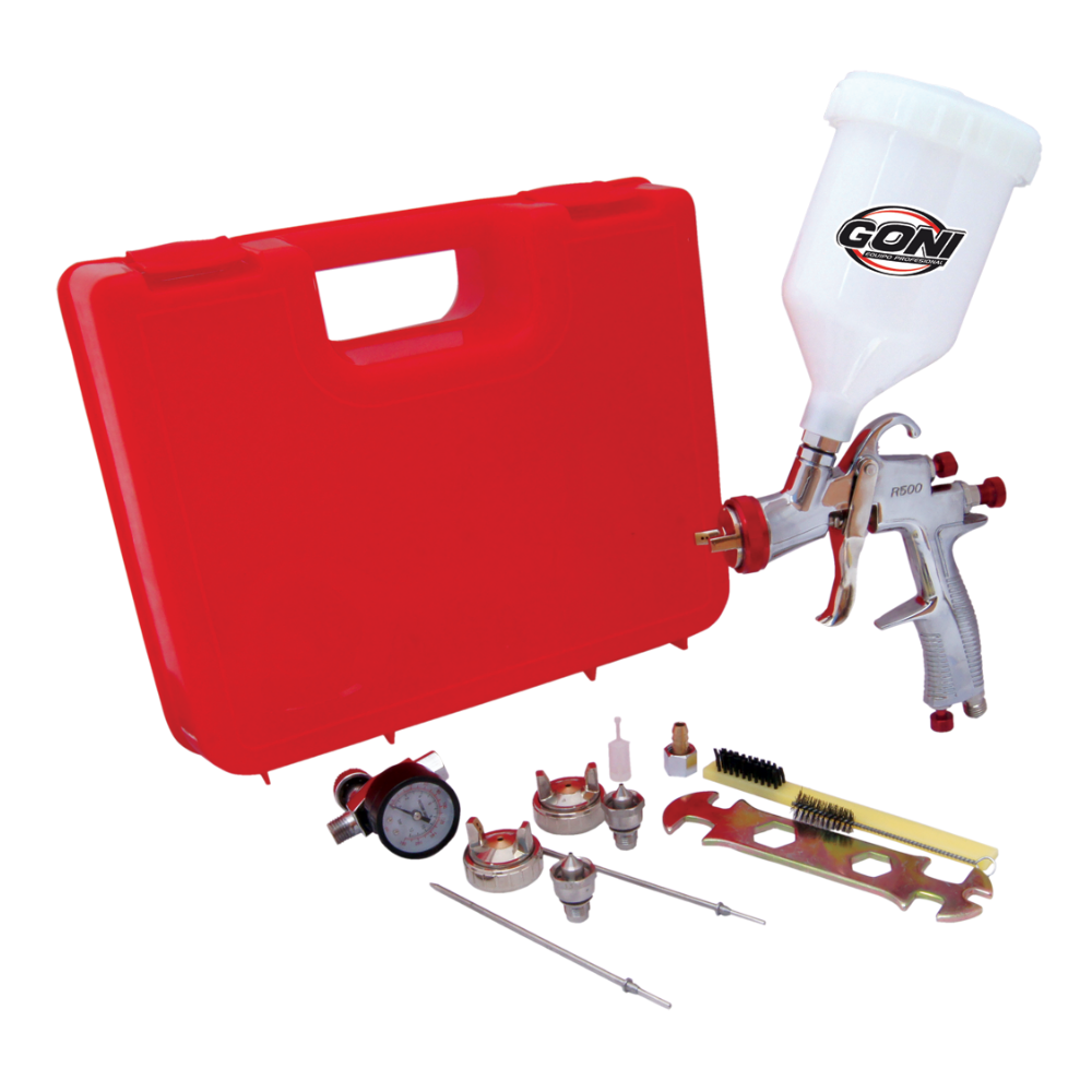KIT DE PISTOLA MODELO 33000 CON BOQUILLAS 1.3, 1.5 MM Y 1.7 MM Y ACCES