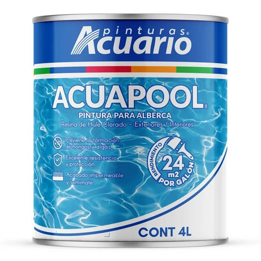 Acuapool Pintura Para Alberca Acuario 4 Litros / Color Azul Caribe