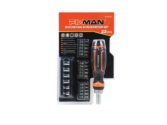 Juego de Desarmador de Matraca Fixman 22 Pzas - Uso Industrial