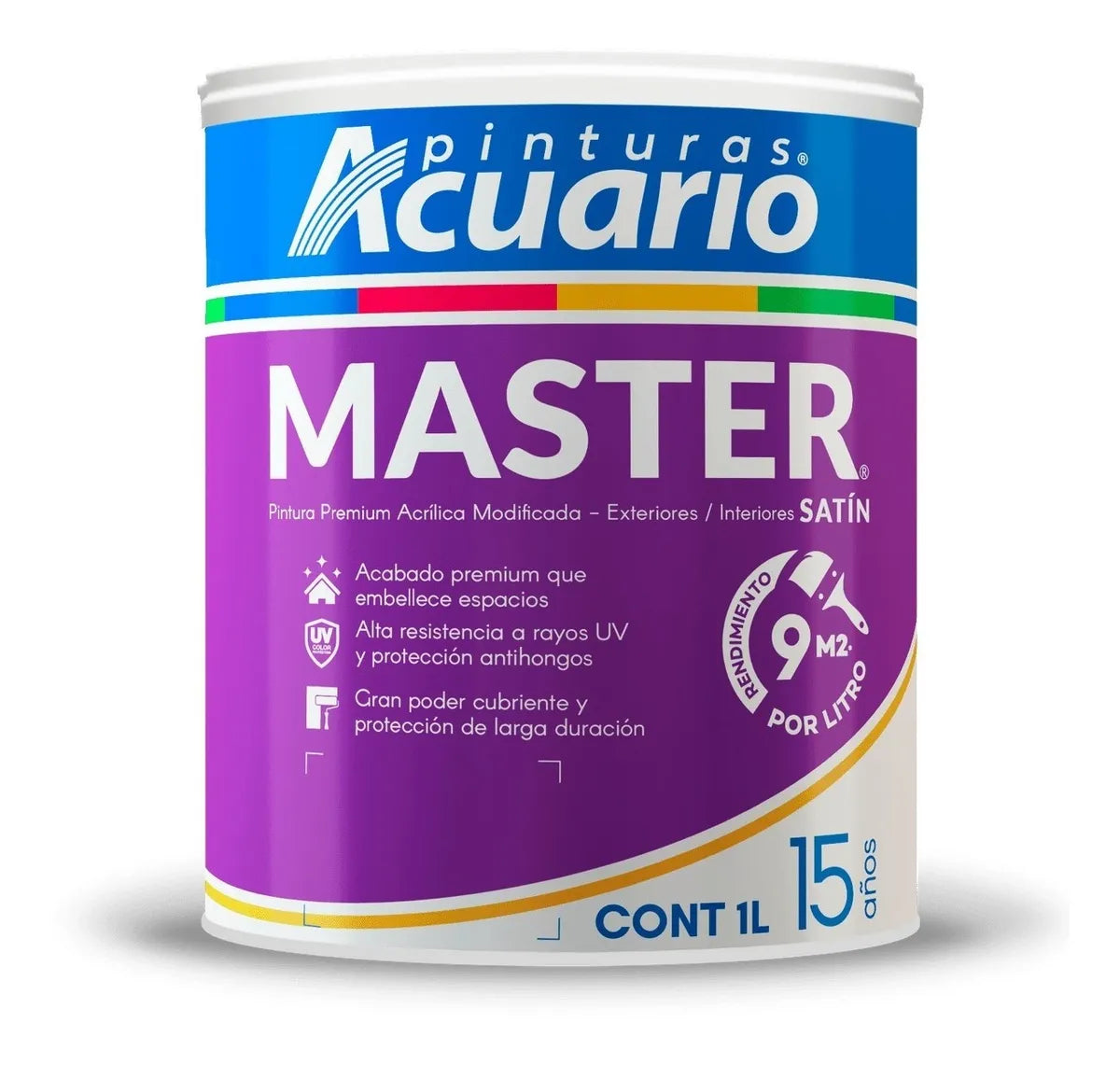 Pintura Cover Master Acuario 1 Litro - Máximo Poder Cubriente