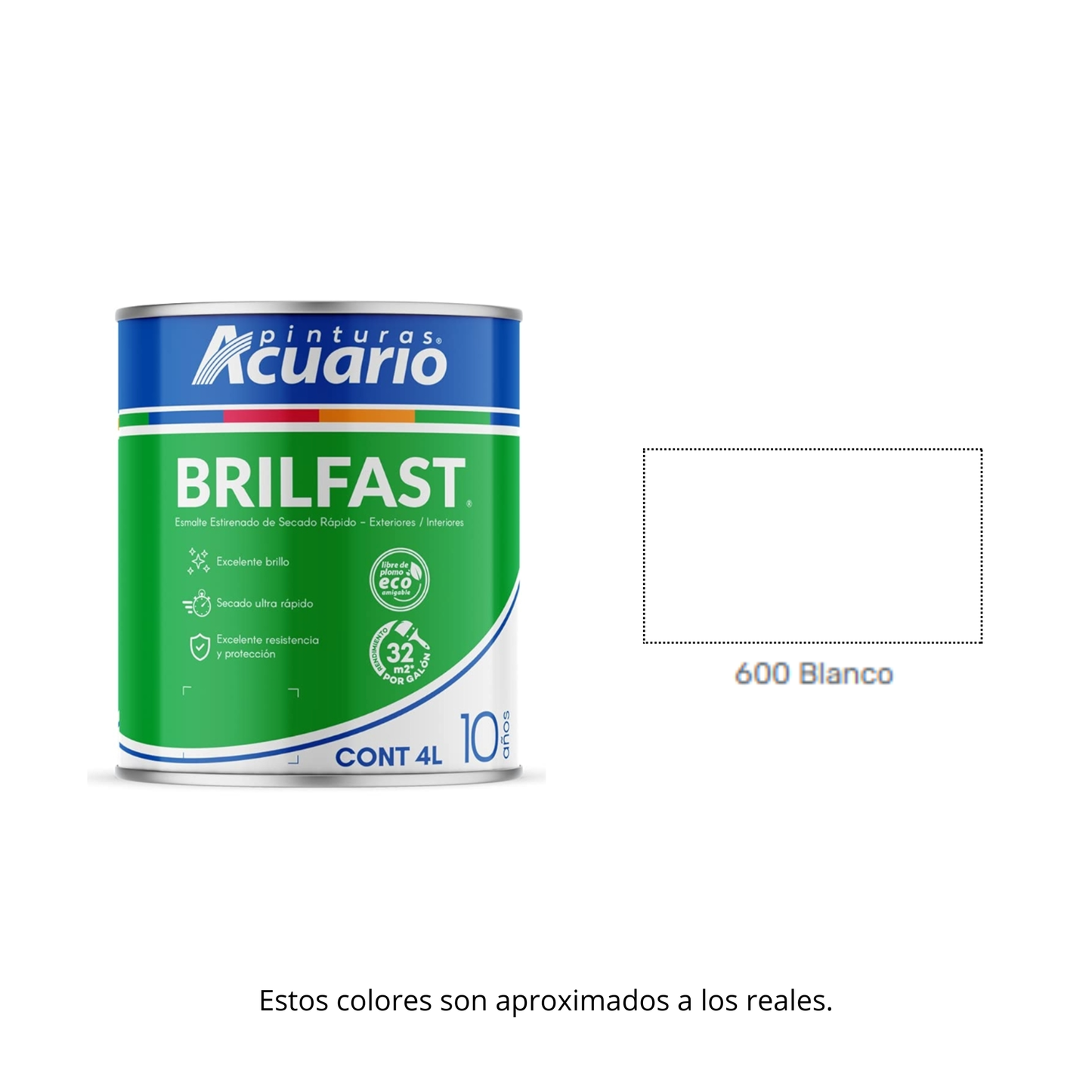 Esmalte de Secado Rápido Bril Fast Acuario 4 Lt - Brillante