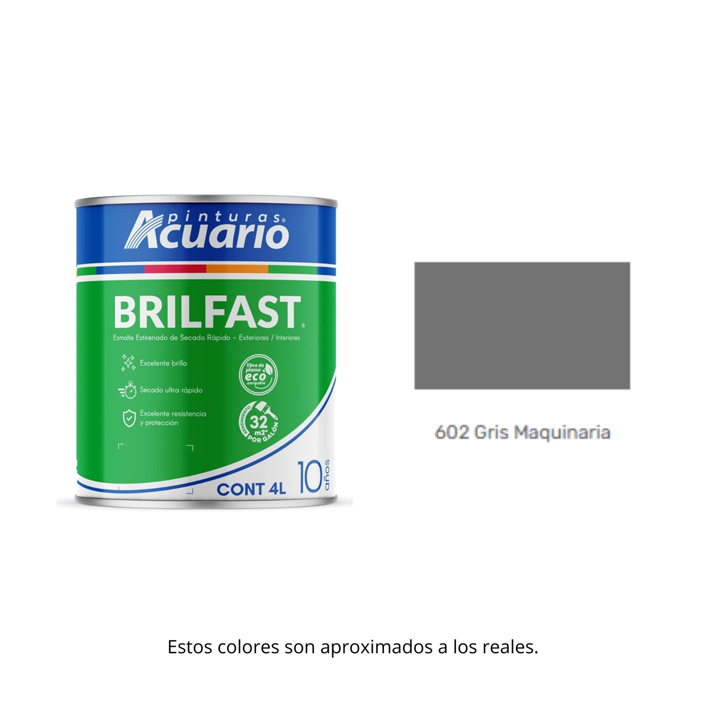 Esmalte de Secado Rápido Bril Fast Acuario 4 Lt - Brillante