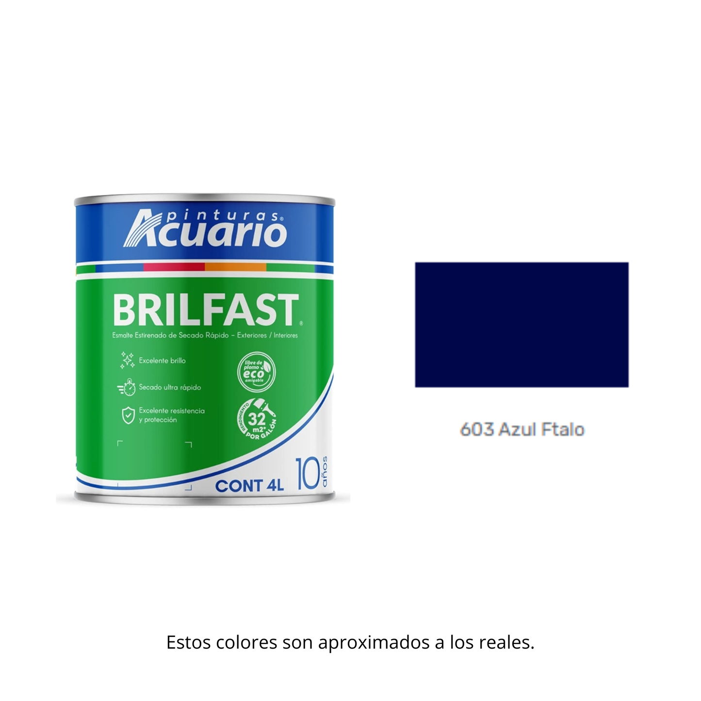 Esmalte de Secado Rápido Bril Fast Acuario 4 Lt - Brillante