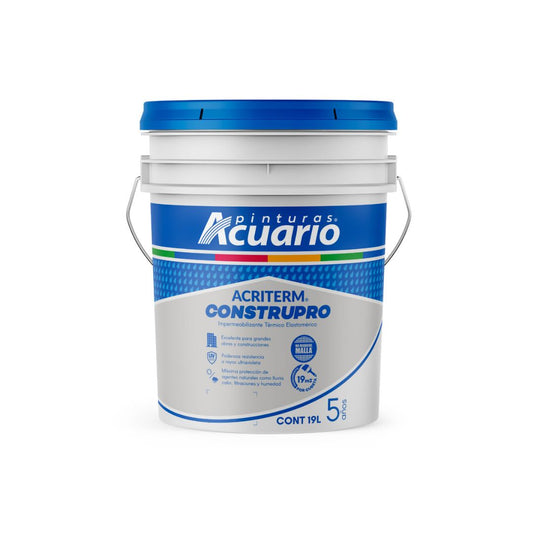 IMPERMEABILIZANTE CONSTRUPRO FIBRATADO BLANCO 5 AÑOS 19LT.