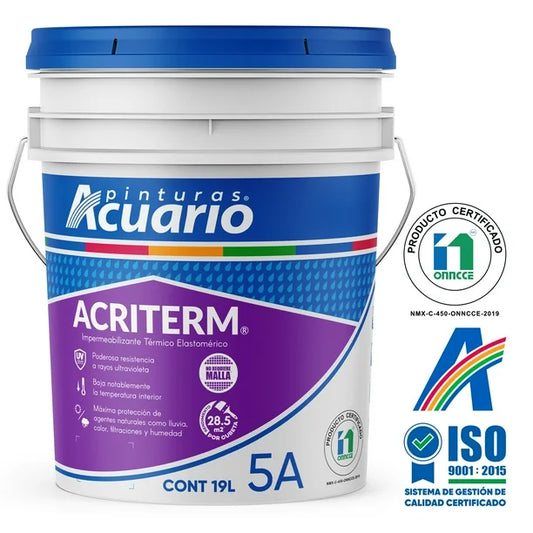 Impermeabilizante Acriterm Acuario 5 Años 19 Litros Blanco