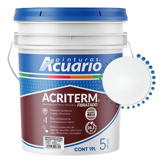 Impermeablizante Acriterm Acuario 5 Años Fibratado 19lt Blanco