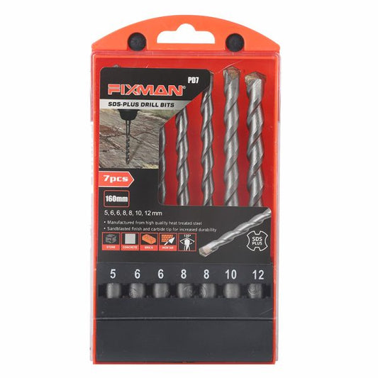 Juego de 7 Brocas SDS-Plus Fixman PD7 para Concreto | 160mm