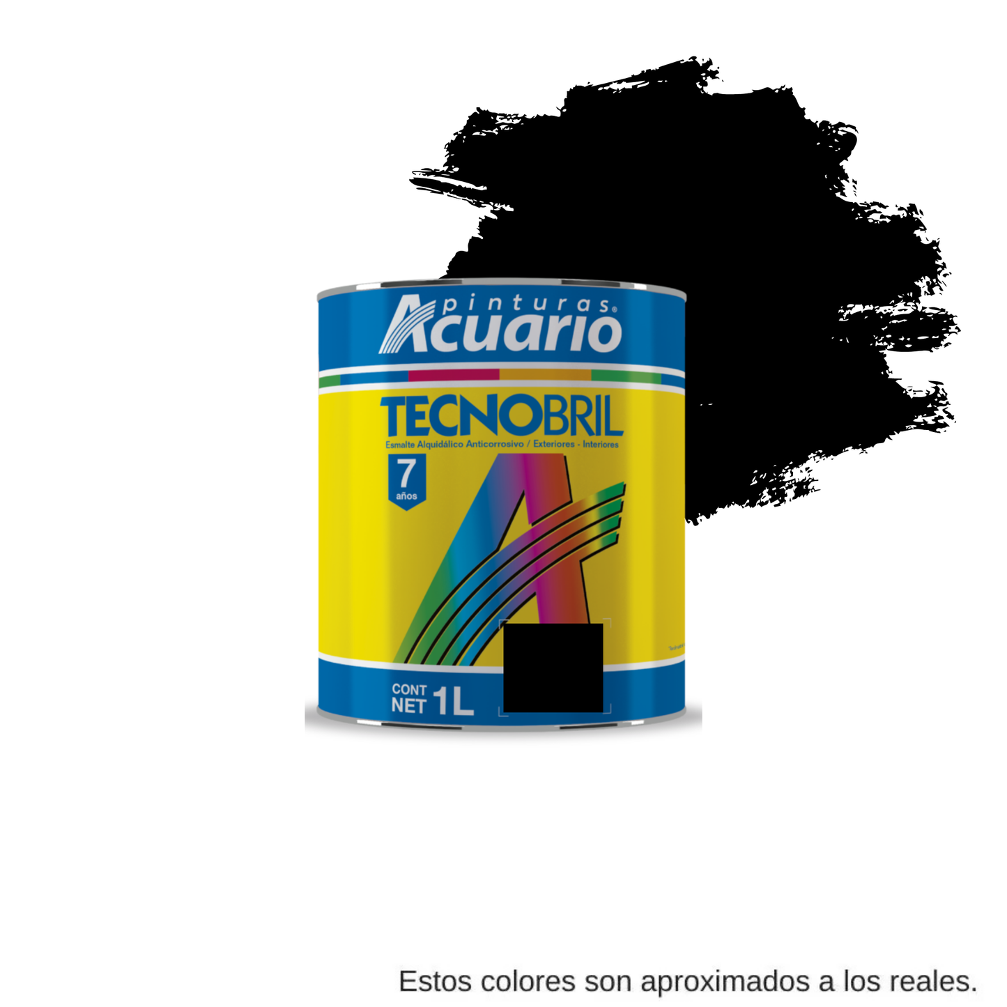 Esmalte Acuario Tecnobril Negro y blanco Mate 1l Acabados PINTE