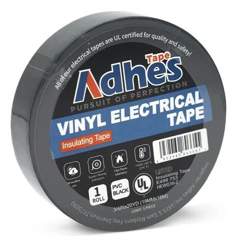 ADHES CINTA DE AISLAR ELECTRICA NEGRO BRILLANTE 19MM X 9M CAUCHO