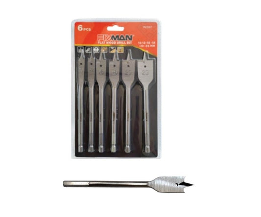 Brocas Planas Para Madera 6pz Fixman R2507 10-25mm