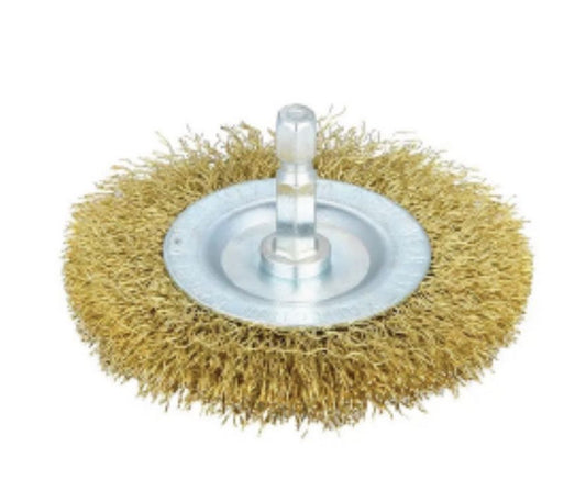 CARDA DE ALAMBRE LATON CON VÁSTAGO TIPO RUEDA.