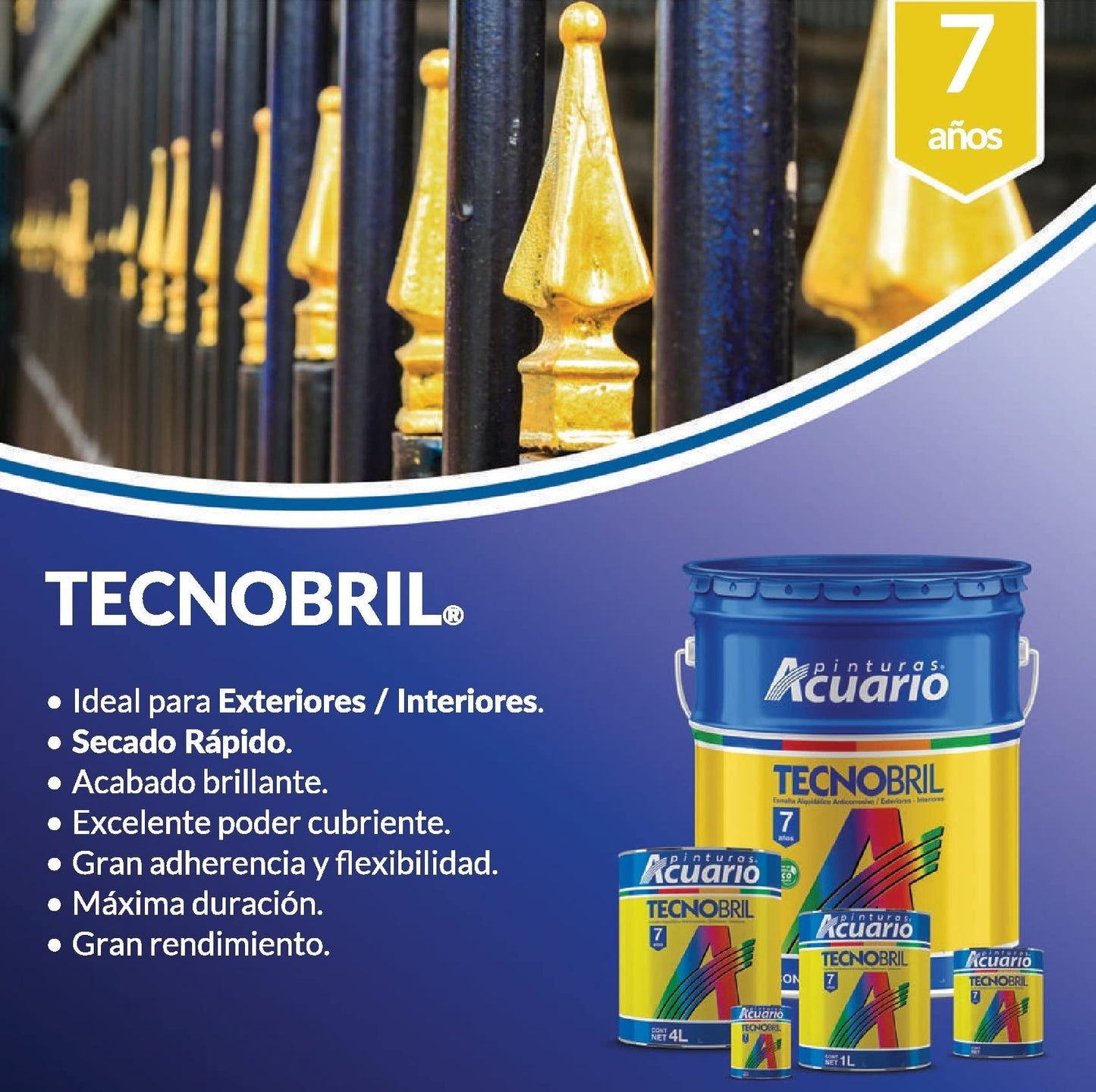 Esmalte Acuario Tecnobril Negro o blanco mate 4l Ev22240