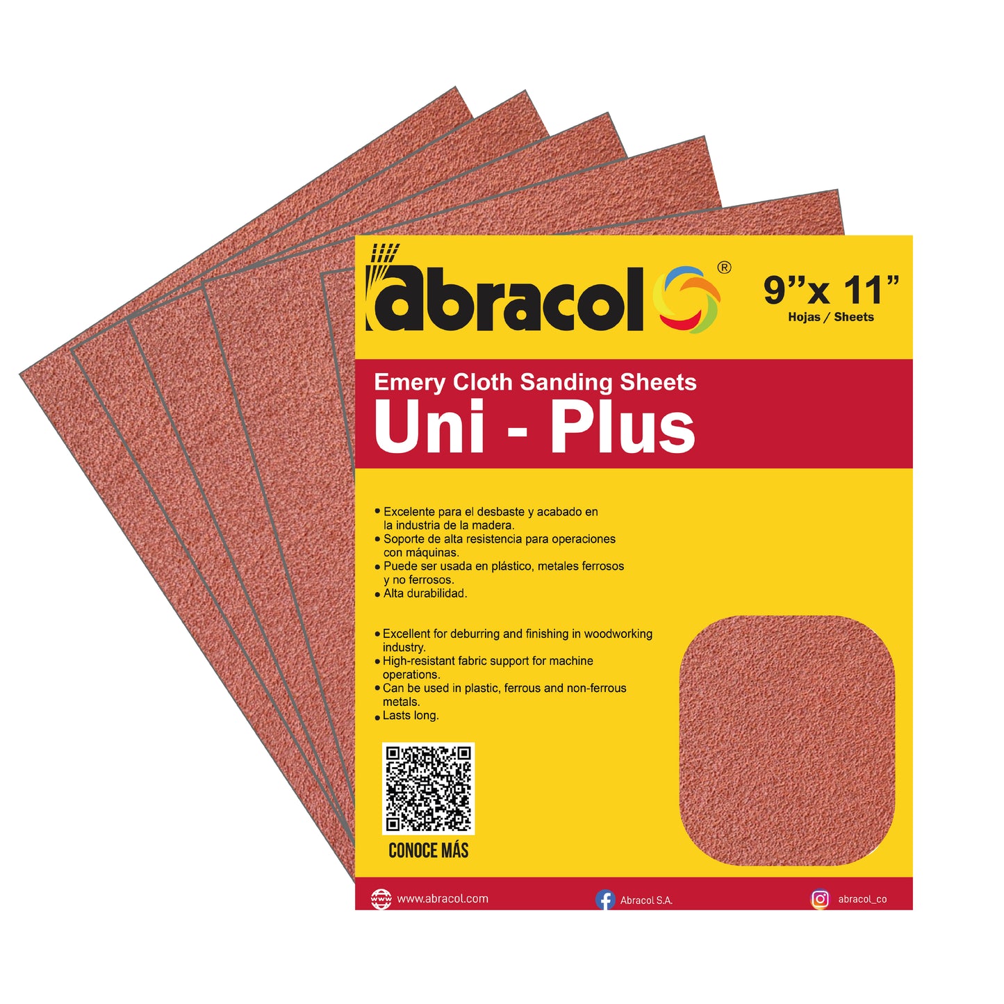 LIJA LONA ROJA UNI-PLUS J85H DE 9" X 11"